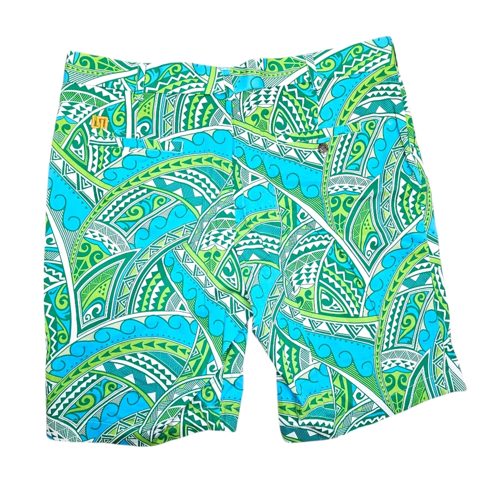 Loudmouth Men's Golf Shorts Blue & Green Print Size 38 - Picture 3 of 7